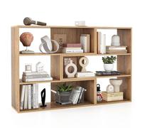 COSTWAY Bibliothèque, Étagères Combinée à 3 Niveaux, Meuble de Rangement avec Compartiments Ouverts, Dispositif Anti-Bascule, pour Salon, Chambre, Bureau, 29,5 x 130,5 x 83,5 cm, Naturel