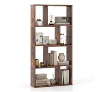 COSTWAY Bibliothèque Géométrique 120 cm à 4 Niveaux 8 Cubes, Etagère Ouverte de Rangement en Bois pour Salon Chambre Bureau, Marron