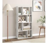 CostwayBibliothèque Géométrique à 4 Niveaux 120 cm de Haut Etagères Ouvertes de Rangement Moderne à 8 Cases Armoire Autoportante Blanc