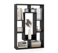COSTWAY Bibliothèque Géométrique à 7 Cubes - Patins Antidérapants, Dispositif Anti-basculement, Étagère de Rangement - Noir