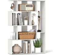 COSTWAY bibliothèque géométrique, étagère en bois à 6 cubes avec sécurité anti-basculement, séparateur de pièce indépendant, étagère au sol Display 80x30x119 cm, étagère sur pied (blanc)