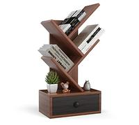 COSTWAY Bibliothèque Industrielle à 5 Niveaux en Forme d’Arbre (Marron) | Meuble de Rangement sur Pied avec Tiroir, Mini Etagères de Rangement pour CD, Album, Magazines et Livres