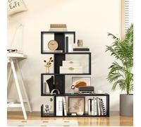 CostwayBibliothèque en Forme de?S?à 5 Niveaux Bibliothèque Géométrique Cubes Ouverts Etagère Décorative Moderne Kits Anti-renversement Noir
