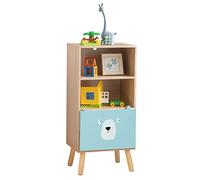 COSTWAY Bibliothèque pour Enfant à 3 Niveaux, en Bois, avec tiroir et 2 Compartiments Ouverts, étagère de Rangement pour Chambre d'enfant, Salle de Jeux, 40,5 x 29 x 85 cm (modèle 1)