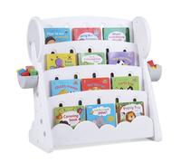 COSTWAY Bibliothèque pour Enfants à 4 Niveaux avec 2 Boîtes de Rangement et Étagère Inférieure Réversible, 92 x 42 x 79 cm
