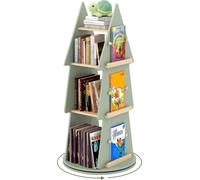 COSTWAY Bibliothèque pour enfants pivotant à 360°, carrousel de livres pour enfants 4 niveaux en forme d'arbre, étagère de présentation indépendante Ø48 x 102 cm vert