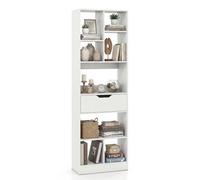 COSTWAY Bibliothèque sur Pied avec Tiroir et 8 Cubes Ouverts (Blanc)