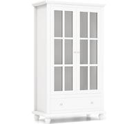 COSTWAY Bibliothèque, vitrine avec portes en verre trempé, étagère réglable & tiroir, armoire de bureau, classeur pour bureau à domicile et salon, 80 x 40 x 139 cm, blanc