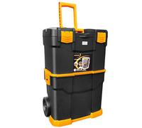 COSTWAY Boîte à Outils Roulante Mobile avec Poignée Télescopique et Rangement Supérieur Amovible Roues 15CM en Plastique pour Mécaniciens et Garage à Domicile Noir+Jaune