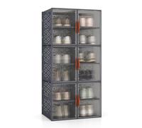 COSTWAY Boîte de Rangement Plastique 150 L, 6 Caisses de Rangement Pliables, Boite Empilable pour 12 Chaussures, Vêtement, Livres, Jouets, Caisse Modulaire pour Chambre, Salon, Cuisine