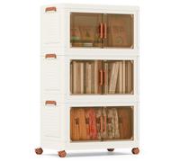 COSTWAY Boîte Rangement 156 L avec Couvercle, 3 Caisses de Rangement Pliables, Roues Universelles avec Freins, pour Chambre, Salon