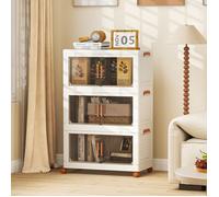 COSTWAY Boîte Rangement 210 L avec Couvercle, 3 Caisses de Rangement Pliables, Roues Universelles avec Freins, pour Chambre, Salon