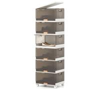 COSTWAY Boite Rangement Chaussures Empilables, Caisse Rangement Plastique avec Couvercles, 4 Roulettes, Boite Rangement Empilable pour Chaussures, Jouets (102 L)