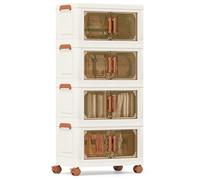 COSTWAY Boite Rangement Plastique 76 L, 4 Caisses Rangement Pliables à Roulette, Poignée, Porte Magnétique, Boite Empilable, Rangement Vetement, Livres, Jouets (76 L)