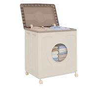 COSTWAY Boite Rangement Plastique avec Couvercle 122L, Caisse Rangement Pliable, 4 Roulettes, Fenêtre Transparente, Bac Armoire Plastique pour Vêtement, Jouets, Literie (Gris)