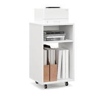 COSTWAY Bout de Canapé à Roulette, Support d'Imprimante Mobile avec 2 Étagères, Petite Table d’Appoint pour Salon, Chambre, Assemblage Facile, Blanc, 33 x 30 x 58 cm