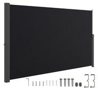 COSTWAY Brise-Vue Rétractable 3 x 1,8 M, Store Latéral Extérieur avec Poignée Latéral, Écran d'Intimité Pliable en Aluminium pour Bureau Balcon Piscine Terrasse Jardin (Noir)