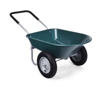 COSTWAY Brouette de Jardin 141L-Charge 100KG-2 Pneus Pneumatiques D.35cm-Poignée en U-en Métal Peint-pour Jardinage/Maçonnerie-Vert