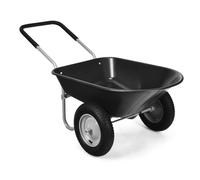 COSTWAY Brouette de Jardin 141L-Charge 100KG-2 Pneus Pneumatiques D.35cm-Poignée en U-en Métal Peint-pour Jardinage/Maçonnerie-Noir