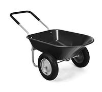 COSTWAY Brouette de Jardin 2 Roues, Brouette de Jardin Résistante en Fer avec Pneus Ø 35cm et Poignée, Charge Max 100 KG, pour Jardinage/Maçonnerie (Noir)