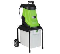 COSTWAY Broyeur de Végétaux et Branches Électrique 2800W, Broyeur de Jardin Bac de Collecte 50 L Dia. Coupe de 45 mm Trémie de Remplissage Roues, Mulcheur Filaire pour Nettoyage Compostage (Vert)