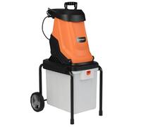 COSTWAY Broyeur de Végétaux et Branches Électrique 2800W, Broyeur de Jardin Bac de Collecte 50 L Dia. Coupe de 45 mm Trémie de Remplissage Roues, Mulcheur Filaire pour Nettoyage Compostage (Orange)