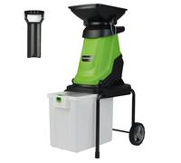 COSTWAY Broyeur de Végétaux et Branches Électrique 3000W, Broyeur de Jardin avec Bac de Ramassage de 50 L Dia. Coupe de 45 mm Trémie de Remplissage Roues, pour Nettoyage du Jardin Compostage (Vert)