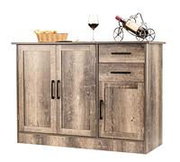 COSTWAY Buffet 3 Portes 2 Tiroirs avec Étagère Réglable, Buffet Salle à Manger 110 x 40 x 78 cm, Fermenture Magnétique, Meuble Bas Rustique, Meuble de Rangement pour Salon, Cuisine