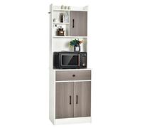 COSTWAY Buffet, Armoire Vaisselier 3 Portes avec Tiroir, Meuble Cuisine avec Passe-Câble, 3 Étagères, Placard, Kit Anti-basculement, 60 x 40 x 180 CM (Blanc)