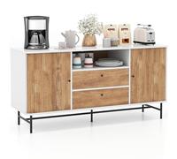 COSTWAY Buffet avec 2 Tiroirs, 2 Portes Coulissantes, Meuble Cuisine Rangement avec Compartiment, 1 Passe-câble, Meuble TV pour Salon, 150 x 45 x 74 cm