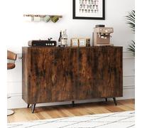 COSTWAY Buffet Bas 4 Portes, Buffet Salon Scandinave avec Étagères Réglables en 5 Positions, Meuble Rangement Bas, 5 Pieds Robustes, Commode 127 cm pour Salon, Salle à Manger (Marron Rustique)