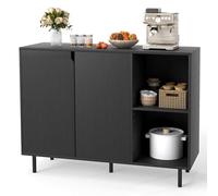 COSTWAY Buffet Cuisine, Armoire Cuisine 2 Portes, Commode Blanc 2 Compartiments, Étagères Réglables, Kit Anti-basculement, Meuble Cuisine Rangement pour Salle à Manger, Entrée (Noir)