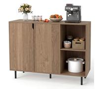 COSTWAY Buffet Cuisine, Armoire Cuisine Bois 2 Portes, Commode Blanc 2 Compartiments, Étagères Réglables, Kit Anti-basculement, Meuble Cuisine Rangement pour Salle à Manger, Entrée (Naturel)