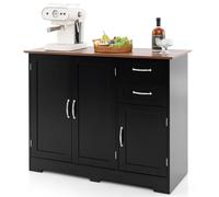 COSTWAY Buffet Cuisine, Armoire de Cuisine 2 Placards 2 Tiroirs, Étagère Réglable, Meuble Bas pour Salon, Meuble de Rangement, Blanc, 100 x 40 x 78 cm (Noir)