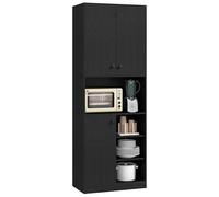 COSTWAY Buffet Cuisine, Meuble Cuisine Rangement 166 cm, 3 Placard, Double Porte, 5 Etagères, Kits Anti-Basculement, Vaisselier Colonne, Armoire (Noir)