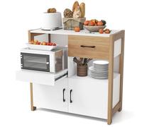 COSTWAY Buffet Cuisine Rangement avec Tiroir, Étagère Coulissante et 2 Portes, Meuble Rangment Cuisine pour Salle à Manger, Salon