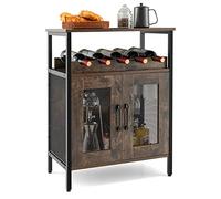COSTWAY Buffet de Cuisine à 2 Portes en Treillis, Meuble Range Bouteille avec Placard Porte-Verre Porte-Bouteilles, 60x34x79cm, pour Salon, Salle à Manger, Cuisine (Brun Rustique)