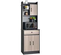 COSTWAY Buffet de Cuisine, Armoire Vaisselier 3 Portes avec Tiroir, Meuble Cuisine avec Passe-Câble, 3 Étagères, Placard, Kit Anti-basculement, 60 x 40 x 180 CM