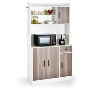 COSTWAY Buffet Rangement, Armoire Cuisine avec Tiroir, 4 Etagères Réglables, 3 Placards à Porte, Vaisselier, Meuble Cuisine Rangement avec Plan de Travail 100 cm, 100 x 40 x 180 cm (Blanc)