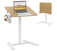 COSTWAY Bureau Assis Debout Mobile 60 x 48 cm, Plateau Inclinable à 90°, Hauteur Réglable 70-105 cm, Roue Cachée, Table Bureau Pliable avec Crochet et Porte-Gobelet, Table de Lit pour Salon, Chambre