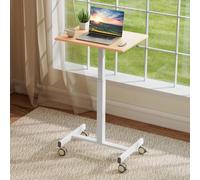 COSTWAY Bureau Assis Debout Mobile 65 x 48 cm, Hauteur Réglable 75-109 cm, Table Bureau à roulettes, Table de Lit pour Salon, Chambre
