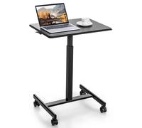 COSTWAY Bureau Assis Debout, Table de Lit à Roulette, Table Reglable Hauteur 74-108 CM, Vérin Pneumatique, Bureau Réglable en Hauteur pour Petit Espace, Chambre, Salon (Noir)
