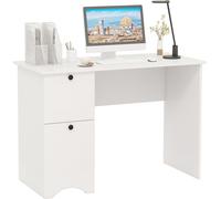 COSTWAY Bureau avec 2 tiroirs, table d'ordinateur petite, bureau enfant, table de bureau, table PC moderne 109x50x75cm blanc