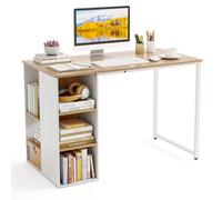 COSTWAY Bureau avec Rangement, Bureau d'Ordinateur avec Bibliothèque, 5 Compartiments, Table Informatique pour Bureau, Salle d'Etude, Studio, 59 x 115 x 75 cm, Naturel