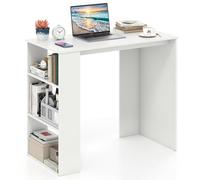 COSTWAY Bureau avec Rangement, Bureau Informatique avec Bibliothèque, Table de Travail Moderne de Style Simple, Gain de Place, pour Petit Espace, Chambre, Salon, 90 x 45 x 75 cm, Blanc