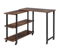 COSTWAY Bureau d'Angle à Roulettes avec 3 Etagères en Forme L, Table d’Ordinateur avec Cadre en Métal Robuste, 80 x 71,5 x 67cm