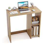 COSTWAY Bureau d'Ordinateur, Table de Travail pour Petit Espace, avec 2 Compartiments, Bureau Moderne de Style Simple, Bureau Informatique pour Chambre, Studio, 40 x 80 x74 cm, Blanc (Naturel)