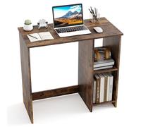 COSTWAY Bureau d'Ordinateur, Table de Travail pour Petit Espace, avec 2 Compartiments, Bureau Moderne de Style Simple, Bureau Informatique pour Chambre, Studio, 40 x 80 x74 cm, Blanc (Marron rustique)