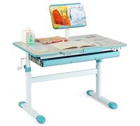 COSTWAY Bureau Enfants avec Réglable en Hauteur (51-73 cm) & Plateau Inclinable(0-60°), Table d'Etude Ergonomique avec Support de Livre & Tiroir, Charge 80kg pour Enfants de 3-12 Ans