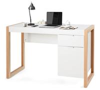 COSTWAY Bureau Informatique Style Moderne 112,5 x 50 x 75 CM 2 Tiroirs,Table d’Etude pour Chambre de Bureau à Domicile en MDF